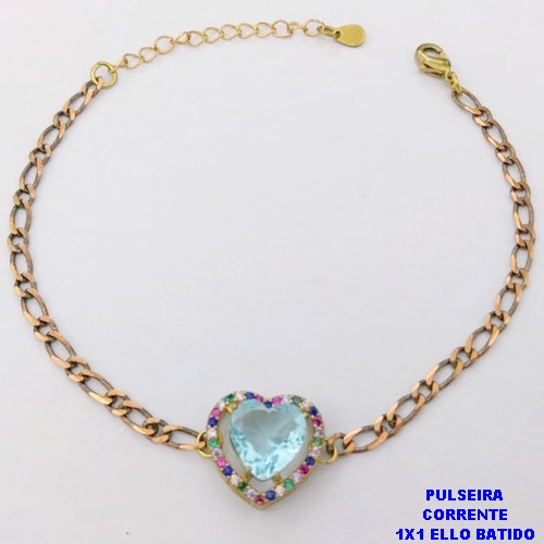 PULSEIRA NO BRUTO PRONTO PARA O BANHO(CX194) PULSEIRA 1X1 ELLO BATIDO LARGURA 3MM / CONECTOR COM CONECTOR EM ALTA FUSÃO CRAVEJADA ( "ZIRCONIA " 10X10MM" / PESO 4.6GR - BRU29232