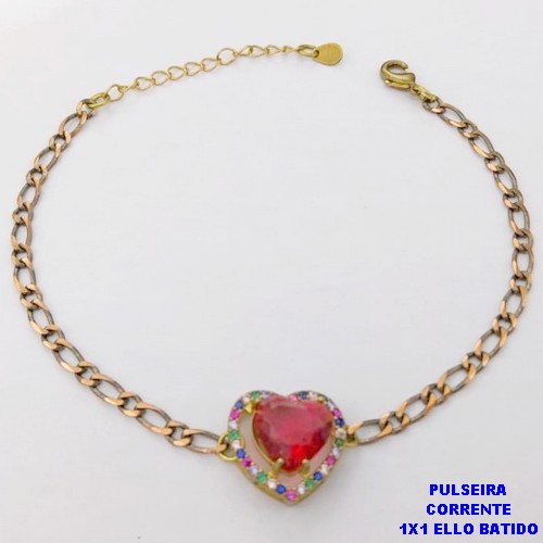 PULSEIRA NO BRUTO PRONTO PARA O BANHO(CX194) PULSEIRA 1X1 ELLO BATIDO LARGURA 3MM / CONECTOR COM CONECTOR EM ALTA FUSÃO CRAVEJADA ( "ZIRCONIA " 10X10MM" / PESO 4.6GR - BRU29235