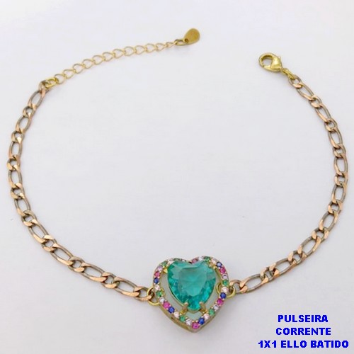 PULSEIRA NO BRUTO PRONTO PARA O BANHO(CX194) PULSEIRA 1X1 ELLO BATIDO LARGURA 3MM / CONECTOR COM CONECTOR EM ALTA FUSÃO CRAVEJADA ( "ZIRCONIA " 10X10MM" / PESO 4.6GR - BRU29236