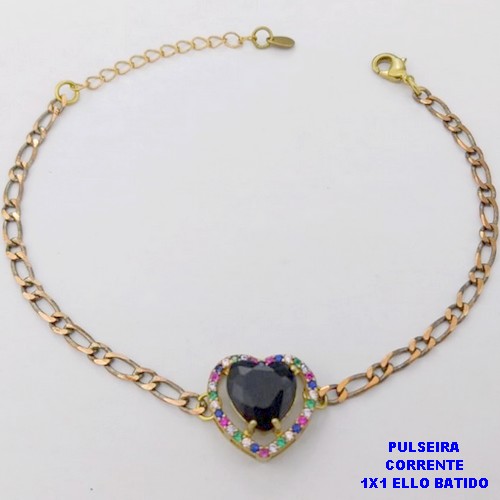 PULSEIRA NO BRUTO PRONTO PARA O BANHO(CX194) PULSEIRA 1X1 ELLO BATIDO LARGURA 3MM / CONECTOR COM CONECTOR EM ALTA FUSÃO CRAVEJADA ( "ZIRCONIA " 10X10MM" / PESO 4.6GR - BRU29237