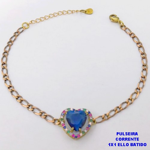 PULSEIRA NO BRUTO PRONTO PARA O BANHO(CX194) PULSEIRA 1X1 ELLO BATIDO LARGURA 3MM / CONECTOR COM CONECTOR EM ALTA FUSÃO CRAVEJADA ( "ZIRCONIA " 10X10MM" / PESO 4.6GR - BRU29239