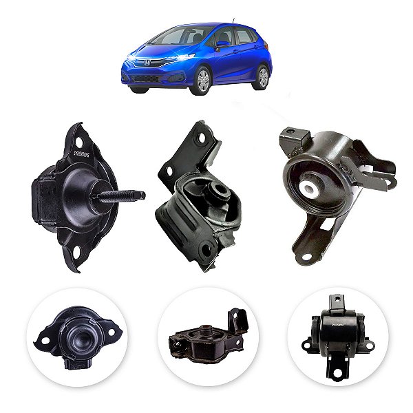 Kit coxim completo motor câmbio Honda Fit 2007 a 2008 automático