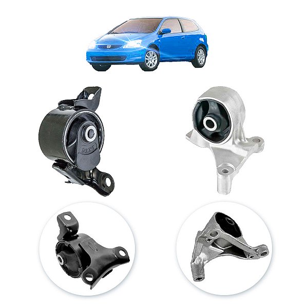 Kit 02 Coxim Motor direito e frontal Honda Civic 2001 A 2006