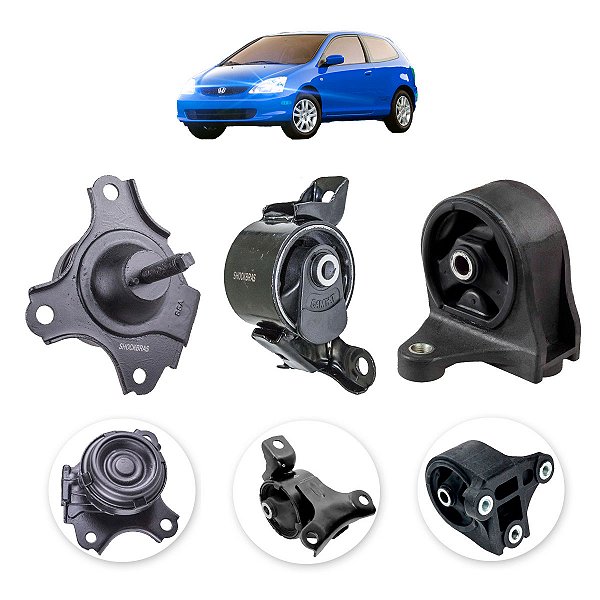 Kit 03 Coxim Motor Câmbio Honda Civic 2001 A 2006 Man. Autom