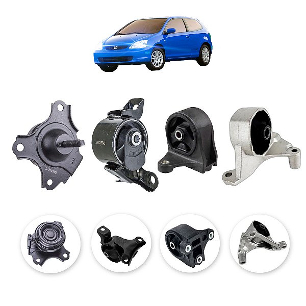 Kit Completo Coxim Motor Câmbio Honda Civic 2001 A 2006 Manu