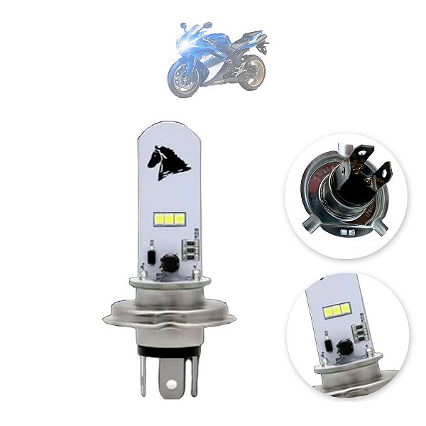 Lâmpada Led Moto H4 8000K Alto Baixo Super Branco Stallion