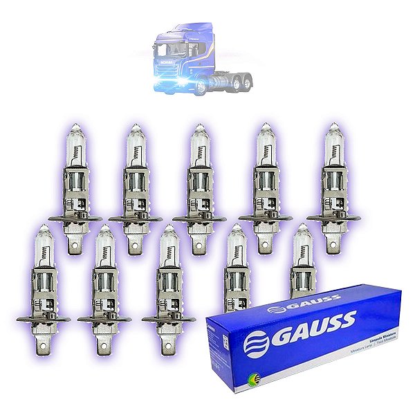 Kit 10 Lampadas Farol H1 70w 24v Halogena Gauss Philips Caminhao