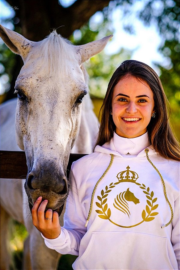 Moletom Hipismo Branco Silk Dourado Horse SA - Loja Online de roupas para  Hipismo