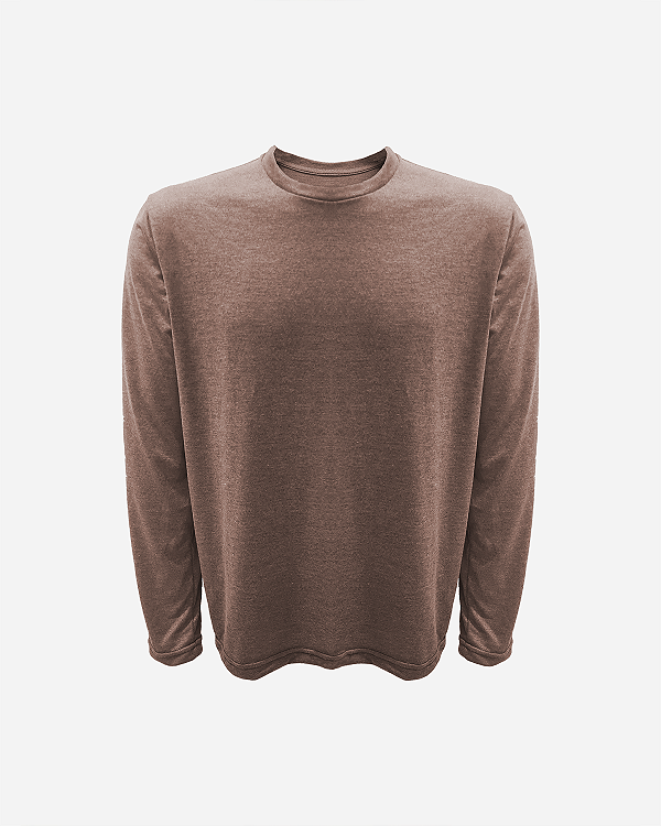 Camiseta JUST GO Slim Manga Longa Marrom