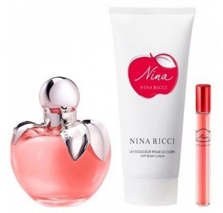 Kit Nina Ricci Eau de Toilette 80ML + Mini 10ML + Loção Corporal 75 ml- Perfume Feminino