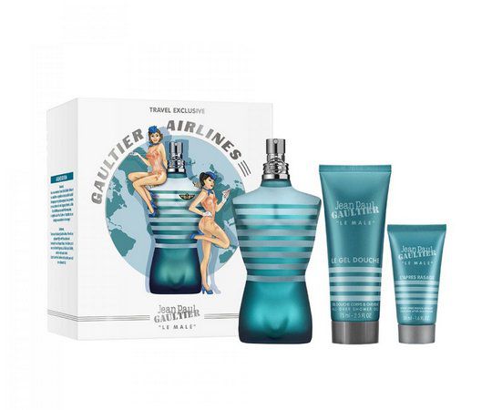 Kit Jean Paul Gaultier Le Male - Gaultier Airlines - Perfume Eau de Toilette 125ml + Gel de Banho 75ml + Pós barba 50ml