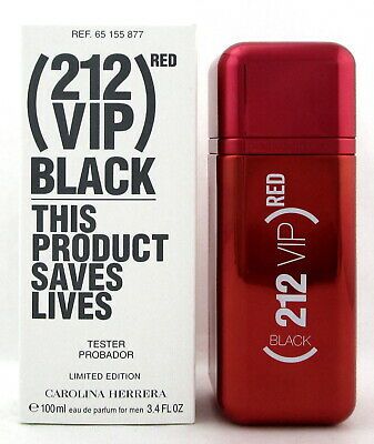 Tester 212 VIP BLACK RED Edition By Carolina Herrera 3.4 Oz. Eau De Parfum Spray Masculino