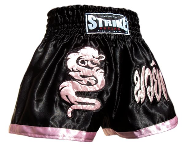 Short de Muay Thai Dragão Preto com Rosa - Strike