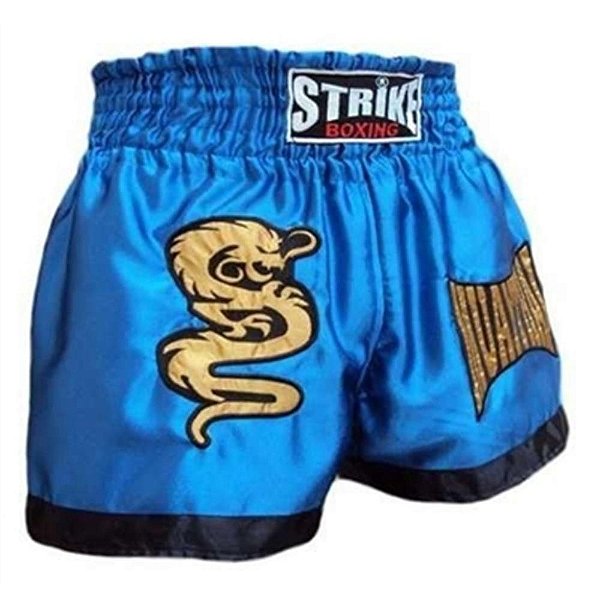 Shorts Muay Thai Azul com Preto - Strike