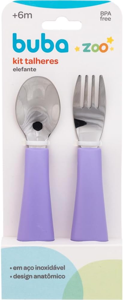 Kit Talheres Bubazoo Lilás Aço Inox - Buba