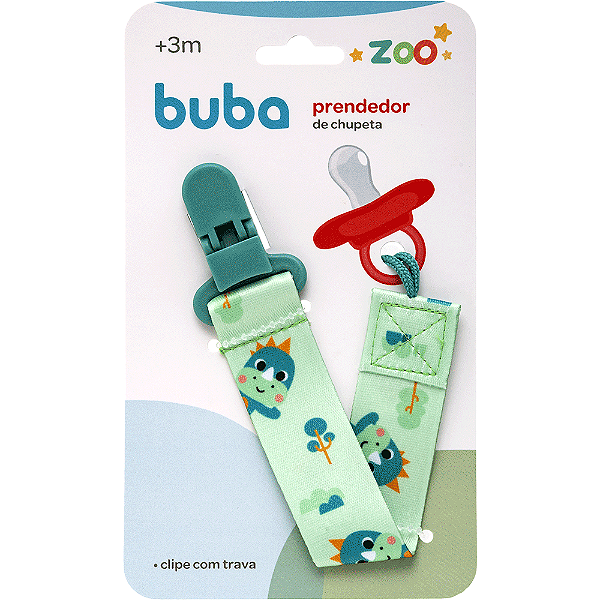Prendedor de Chupeta Com Trava Dino - Buba