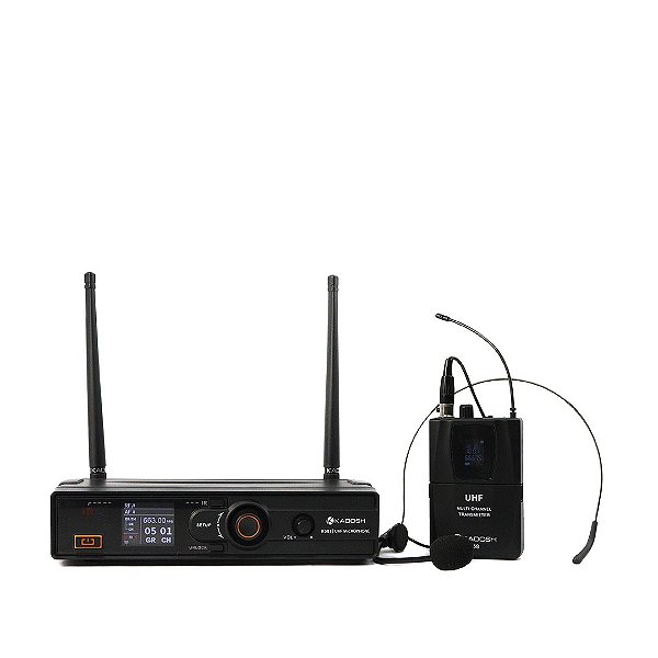 Microfone Sem Fio Headset UHF Multifrequencial Kadosh K-501H