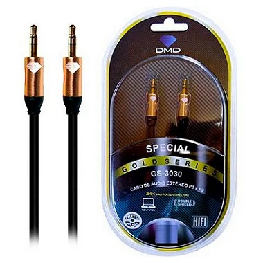 Cabo Áudio Estéreo P2/P2 Diamond DMD Special Gold Series GS-3030