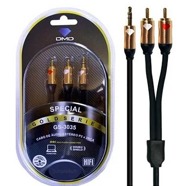 Cabo Áudio Estéreo P2/RCA Diamond DMD Special Gold Series GS-3035