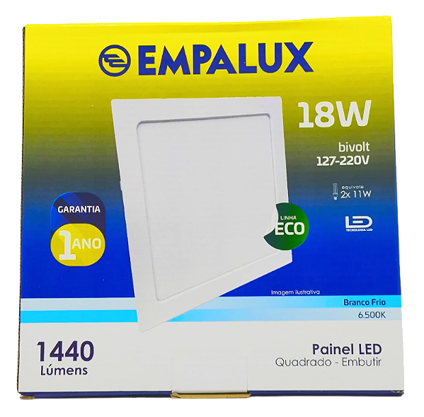 Painel LED Empalux 18W 6500K Embutir