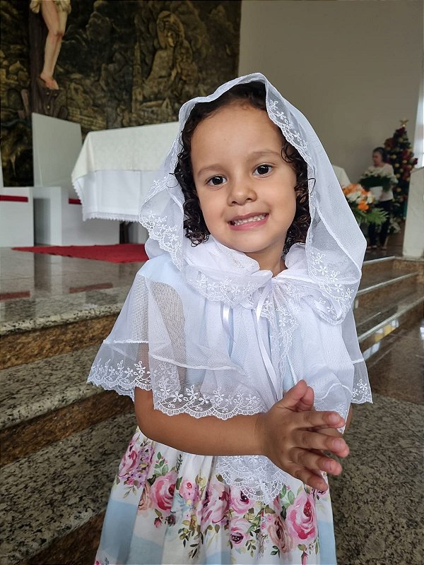 Véu Capuz Infantil Santa Pureza ( Tamanho M 4-7 anos)
