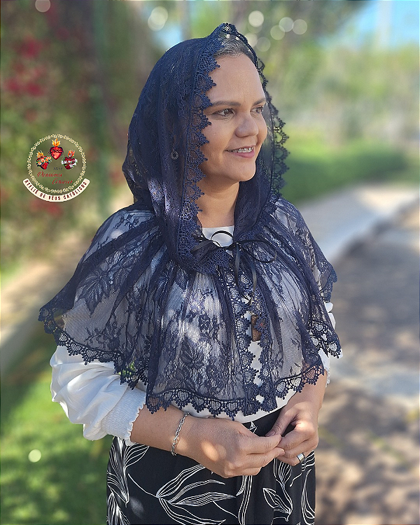 Véu Capuz Nossa Senhora de Fátima Azul Marinho