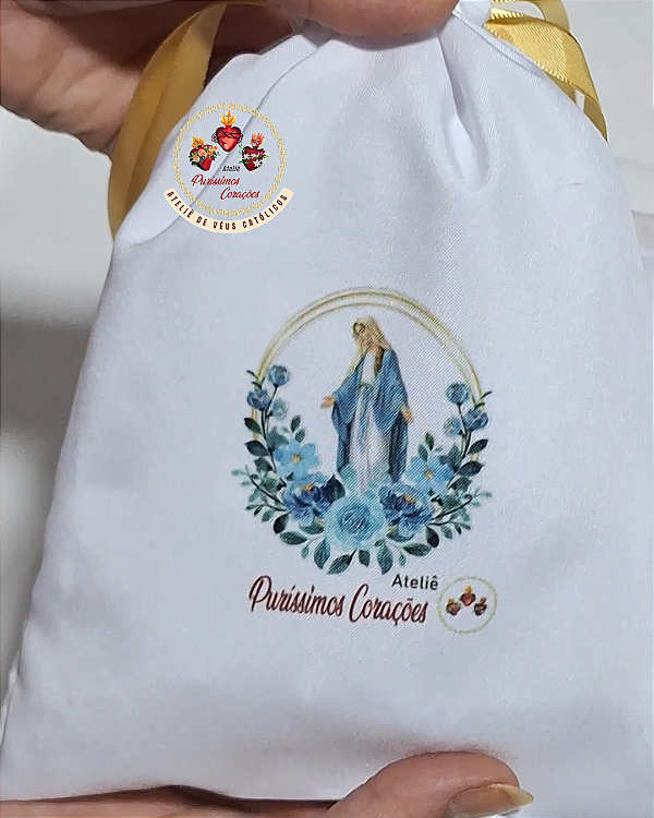 Bolsinha Porta Véu de Missa( Nossa Senhora das Graças)