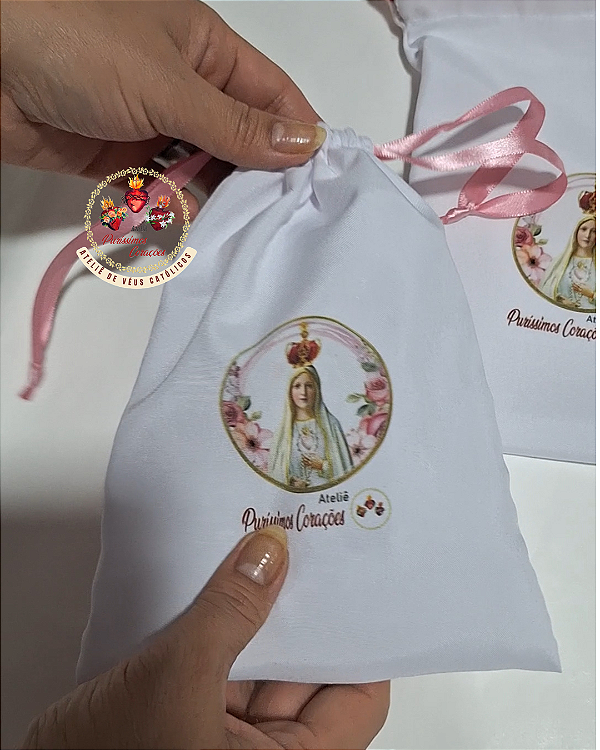 Bolsinha Porta Véu de Missa( Nossa Senhora de Fátima)