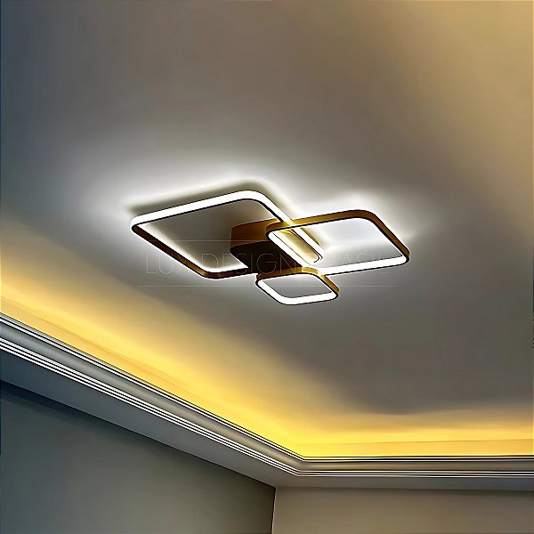 Lustre/Plafon Madrid 3 quadros + Controle Remoto
