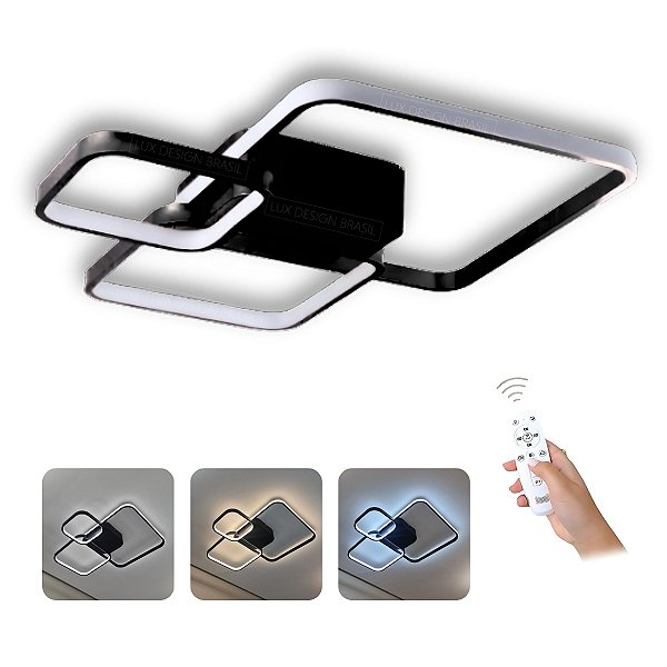 Lustre/Plafon Madrid 3 quadros + Controle Remoto