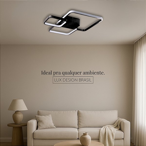 Lustre/Plafon Madrid 3 quadros + Controle Remoto