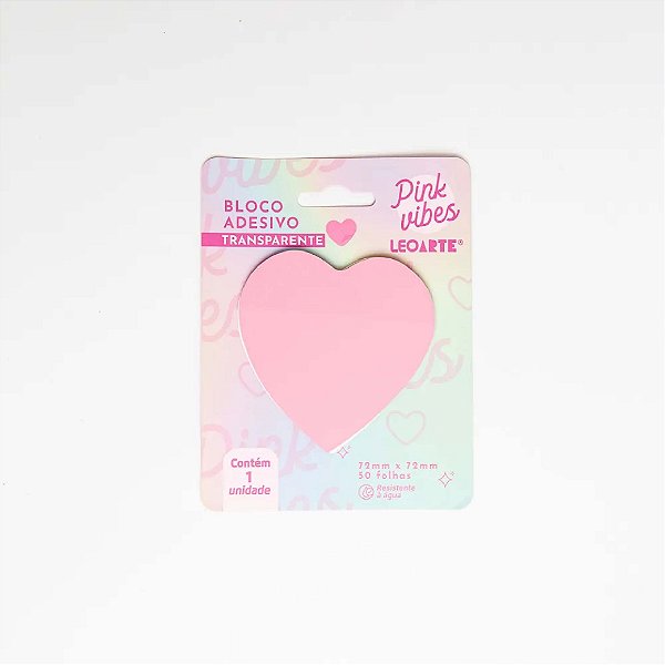 Bloco Adesivo Pink Vibes Transparente Coração 72Mmx72mm 50F