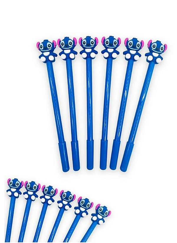 6 Caneta De gel Stitch corpo inteiro  ponta fina preta