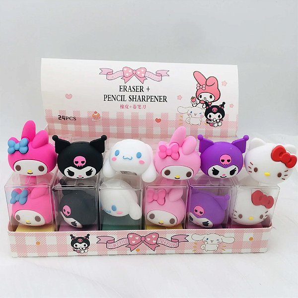 Apontador e Borracha Personagens turma Sanrio, Hello Kitty, Kuromy My Melody