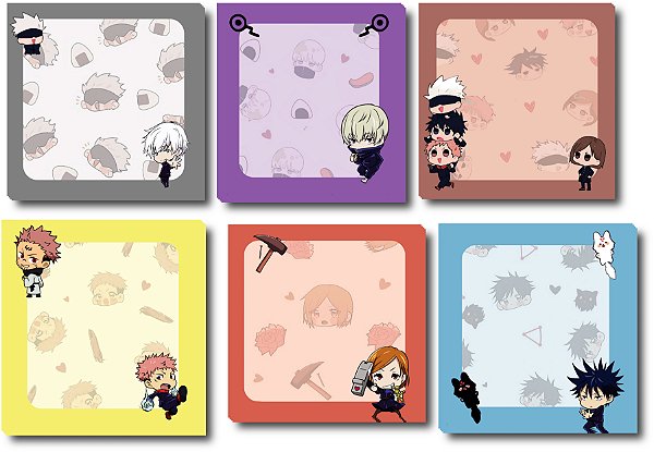 6 Bloco de Notas, Blocando Jujutsu kaisen, anime 50 folhas  Memo Pad / Notepad