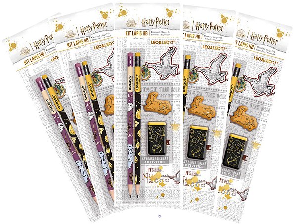 5 Kit Lápis Hb Harry Potter 2 Lapis/Apontador/Borracha