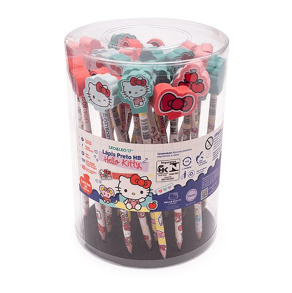 5 Lápis Hb Com Borracha Na Ponta Hello Kitty sanrio