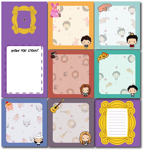 6 Bloco de notas Friends vários modelos 50 folhas  Memo Pad / Notepad