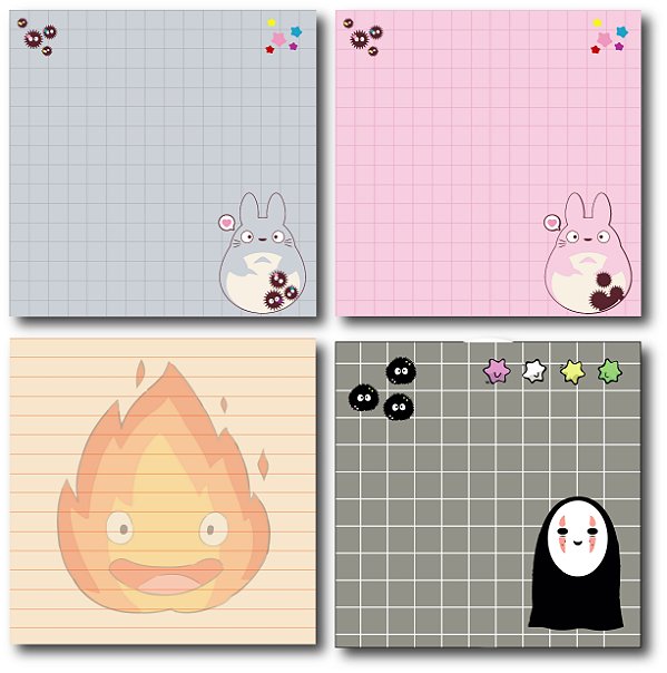 Bloco de notas estudios ghibli/ séries/ filmes/ anime 50 folhas  Memo Pad / Notepad