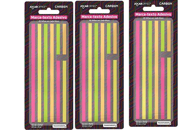 3 Marca Texto Adesivo em Tira Carbon Line Blister c/8 Blocos c/20 Folhas
