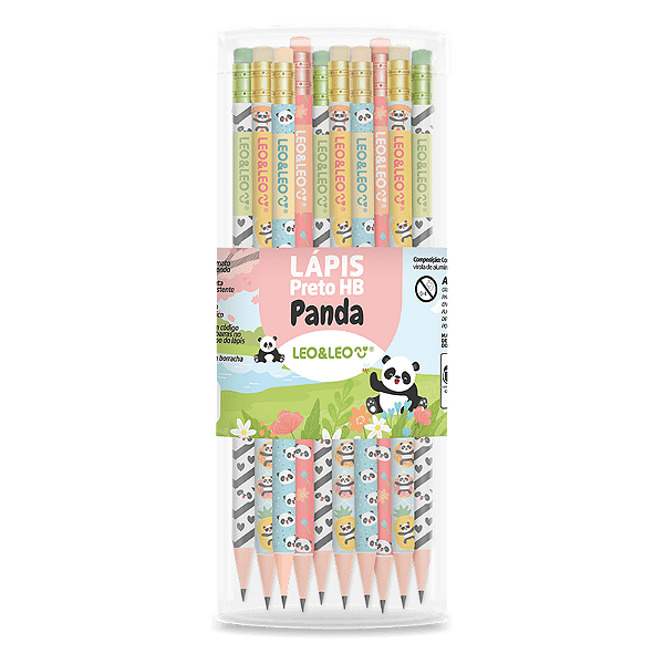 4 ou 12 Lápis Grafite HB Panda c/Borracha