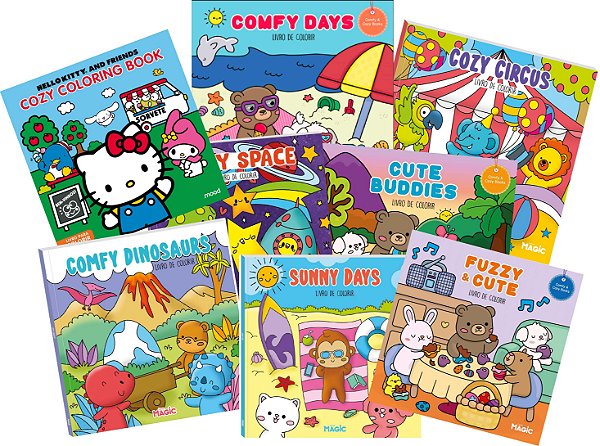 5 Livro Para Colorir Comfy, Fuzzy, Cozy, Cute Magic