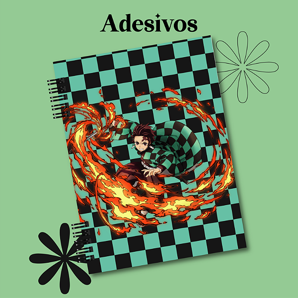 Caderno/ Fichario Tanjiro Kamado, Demon Slayer, volta as aulas, material escolar