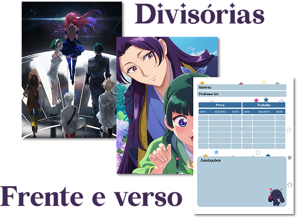 Refil de divisórias para fichário , qualquer tema séries- 6 unidades