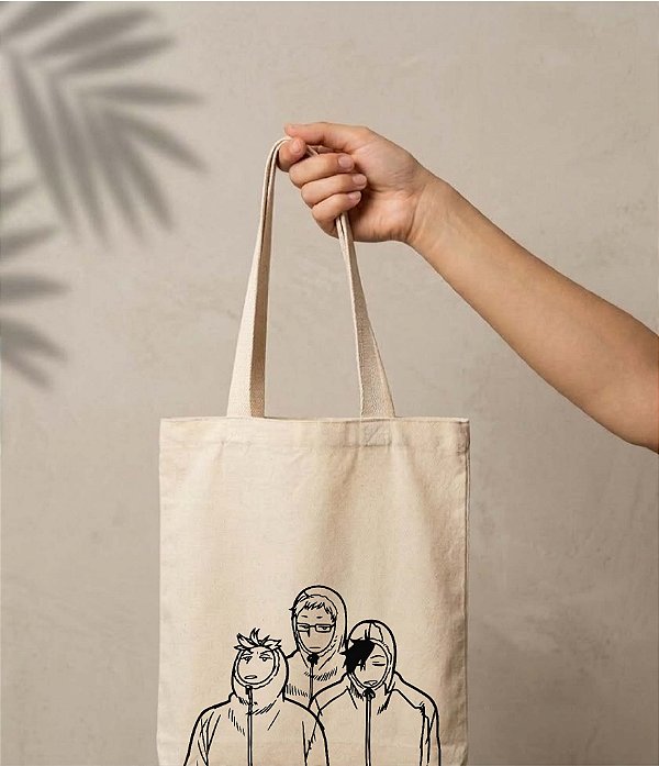 Sacola Ecobag Haikyuu. 30x40cm, Algodão crú