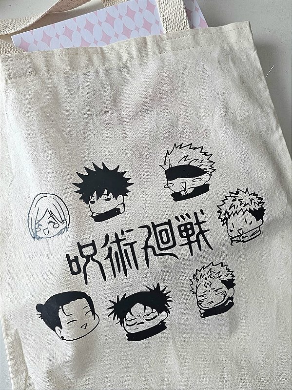 Sacola Ecobag "Jujutsu Kaisen" - . 30x40cm, Algodão crú