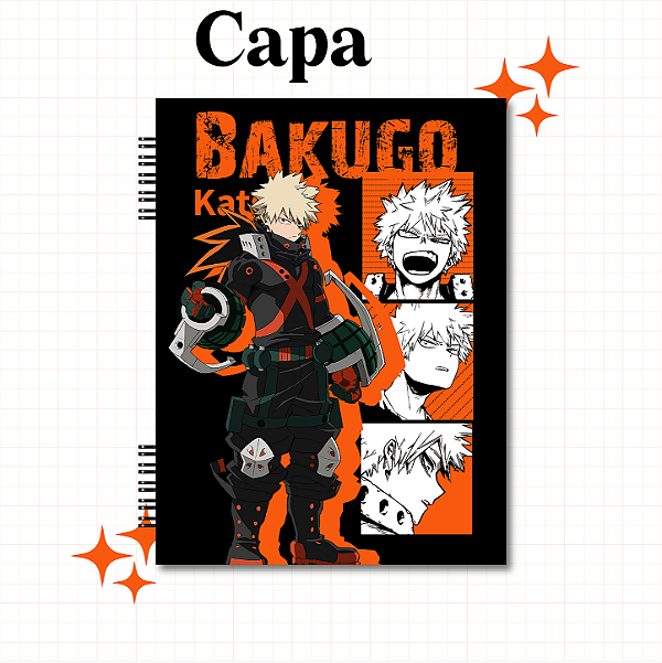 Caderno ou Fichário 1 matéria Bakugo Katsuki, My Hero Academia, Boku no Hero