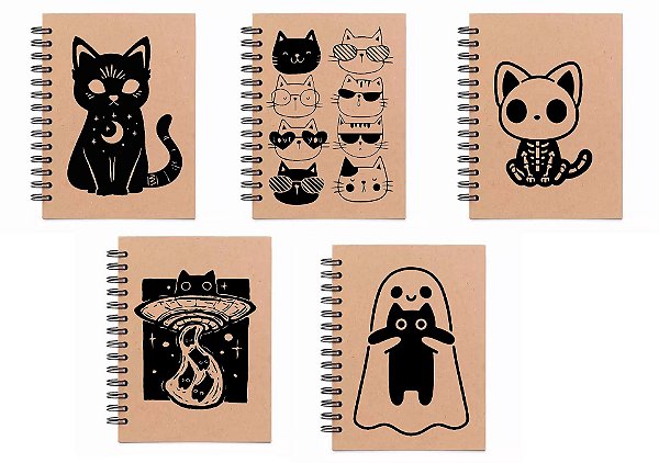 Caderno Sketchbook, gatos, Desenho e Aquarela Folhas de 90g, 180g, 240g