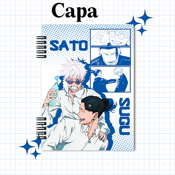 Caderno ou Fichário 1 matéria SatoSugu, Satoro Gojo e Suguro Geto. Jujutsu Kaisen