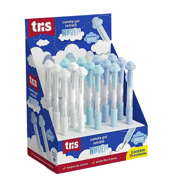 Caneta Gel Retrátil Nuvem - 0.5mm, Tris